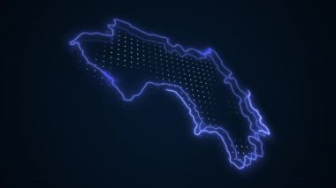 3D Hareketli Neon Mavi Gine Haritası Kenar Kenarlıkları Çevre Çizgisi Arkaplanı