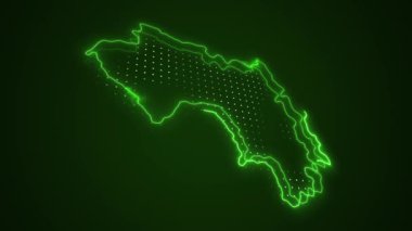 3D Taşıyıcı Neon Yeşil Gine Haritası Kenar Kenarlıkları Çevre Çizgisi Arkaplanı