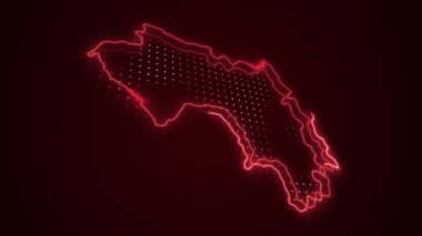 3 Boyutlu Hareketli Neon Kırmızı Gine Haritası Kenar Kenarlıkları Döngü Çizgisi Arkaplanı