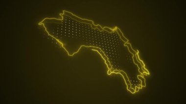 3D Taşıyıcı Neon Sarı Gine Haritası Kenar Kenarlıkları Çevre Çizgisi Arkaplanı