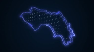3D Hareketli Neon Mavi Gine Haritası Kenar Kenarlıkları Çevre Çizgisi Arkaplanı