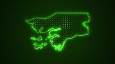 3 Boyutlu Hareketli Neon Sarı Gine-Bissau Haritalar Kenar Kenarlıkları Döngü Arkaplanı