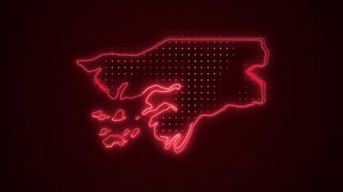 3 Boyutlu Hareketli Neon Kırmızı Gine-Bissau Haritası Kenar Kenarlıkları Döngü Arkaplanı