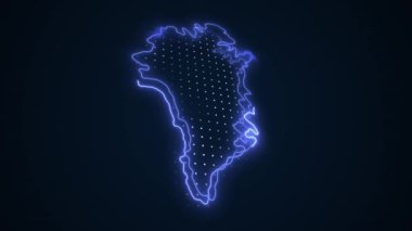 3D Taşıyıcı Neon Mavi Grönland Haritası Kenar Kenarlıkları Döngü Çizgisi Arkaplanı