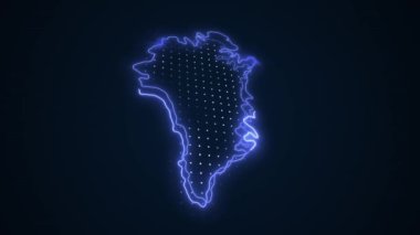3D Taşıyıcı Neon Mavi Grönland Haritası Kenar Kenarlıkları Döngü Çizgisi Arkaplanı