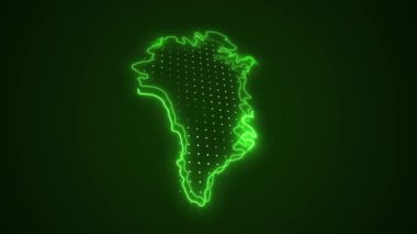 3D Taşıyıcı Neon Yeşil Grönland Haritası Kenar Kenarlıkları Döngü Çizgisi Arkaplanı