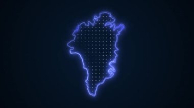 3D Taşıyıcı Neon Mavi Grönland Haritası Kenar Kenarlıkları Döngü Çizgisi Arkaplanı