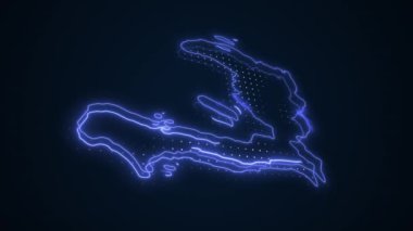 3D Taşıyıcı Mavi Haiti Haritası Kenar Kenarlıkları Döngü Çizgisi Arkaplanı