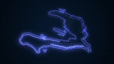 3D Taşıyıcı Mavi Haiti Haritası Kenar Kenarlıkları Döngü Çizgisi Arkaplanı