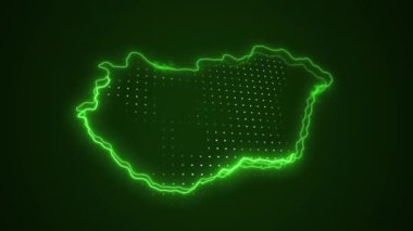 3D Taşıyıcı Neon Yeşil Macaristan Haritası Çevre Çizgisi Döngüsü Arkaplanı
