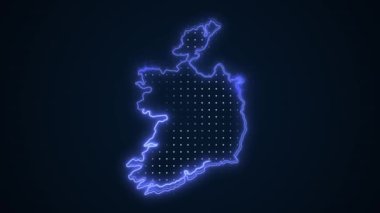 3D Taşıyıcı Mavi İrlanda Haritası Kenar Kenarlıkları Döngü Arkaplanı