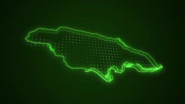 3D Taşıyıcı Neon Yeşil Jamaika Haritası Kenar Kenarlıkları Döngü Çizgisi Arkaplanı
