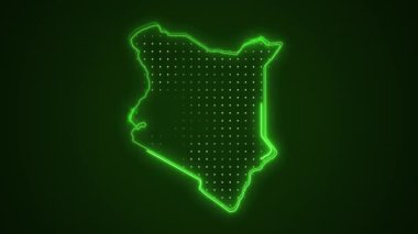 3 Boyutlu Hareketli Neon Yeşil Kenya Haritası Kenya Kenya Kenya Kenar Kenar Kenar Kenarları Çevre Çizgisi Döngüsü Arkaplanı