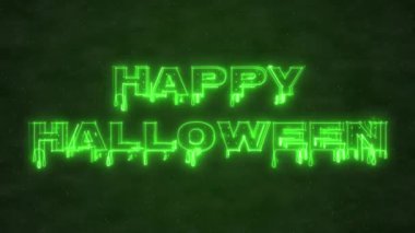 Mutlu Cadılar Bayramı Mesajları Parlayan Neon Green Outline arka planı. Korkunç Dehşet