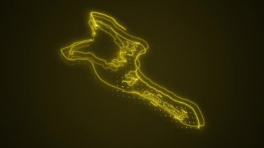 3 Boyutlu Hareketli Neon Sarı Kiribati Haritası Kenar Kenarlıkları Çevre Çizelgesi Arkaplanı