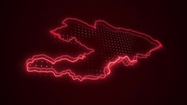 3D Taşıyıcı Neon Kırmızı Kırgızistan Haritası Kenar Kenarlıkları Çevre Çizgisi Arkaplanı
