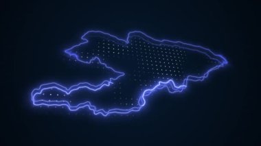 3D Taşıyıcı Mavi Kırgızistan Haritası Kenar Kenarlıklarının Çevre Çizelgesi Arkaplanı