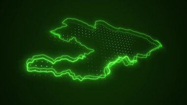 3D Taşıyıcı Neon Yeşil Kırgızistan Haritası Kenar Kenarlıkları Çevre Çizgisi Arkaplanı