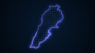 3D Hareketli Neon Mavi Laos Haritası Kenar Kenarlıkları Döngü Çizgisi Arkaplanı
