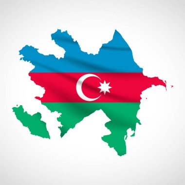 Azerbaijan Map Silhouette with National Flag Design clipart