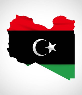 Libya Map Silhouette with National Flag Design   clipart