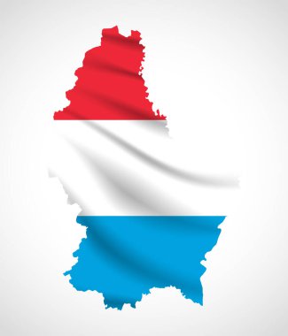 Luxembourg Map Silhouette with National Flag Design   clipart