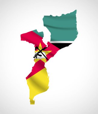 Ulusal Bayrak Tasarımı ile Mozambik Harita Silueti  