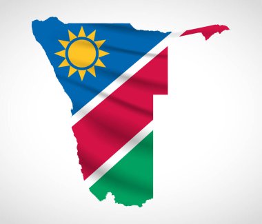 Namibia Map Silhouette with National Flag Design   clipart