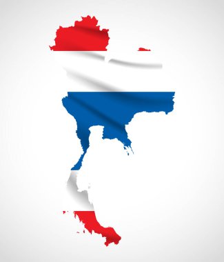 Thailand Map Silhouette with National Flag Design   clipart