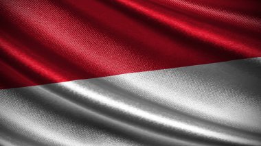 Realistic Monaco flag featuring a silky wave texture, simple horizontal bicolor design of red and white symbolizing the nation's heritage and sovereignty. clipart