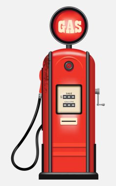 Kırmızı renkte vektör retro benzin istasyonu