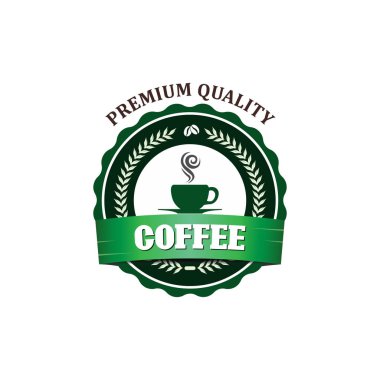 vektör yeşil kahve etiketi beyaz arkaplanda izole edildi