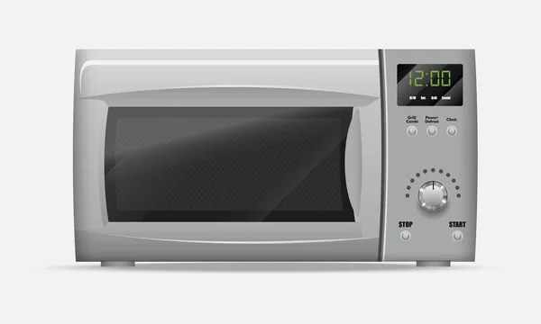 Vektor Realistische Mikrowelle Isoliert Auf Weißem Hintergrund Elektrisches Küchengerät Zum — Stockvektor