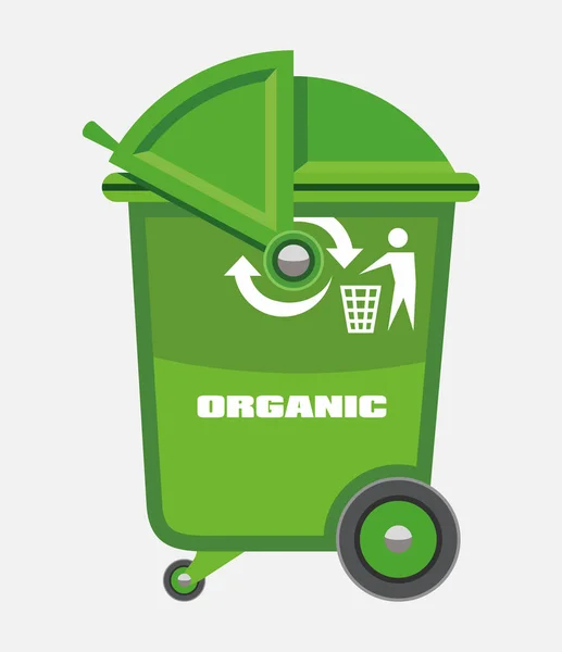 Green Vector Empty Dumpster Organic — Stock Vector