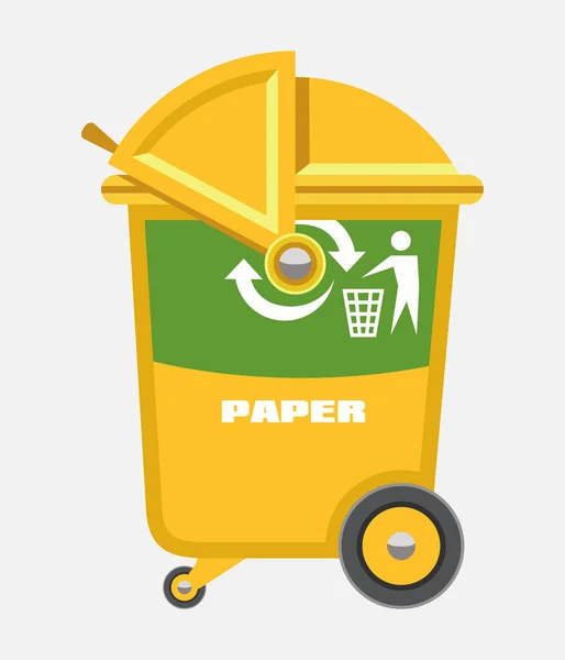 纸用黄色矢量空垃圾箱 — 图库矢量图片
