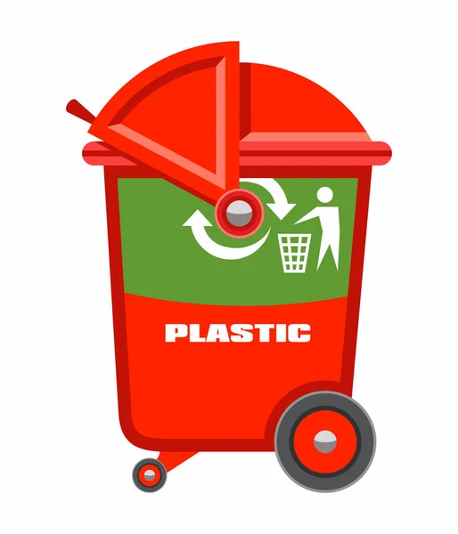 塑料用红色矢量空垃圾箱 — 图库矢量图片