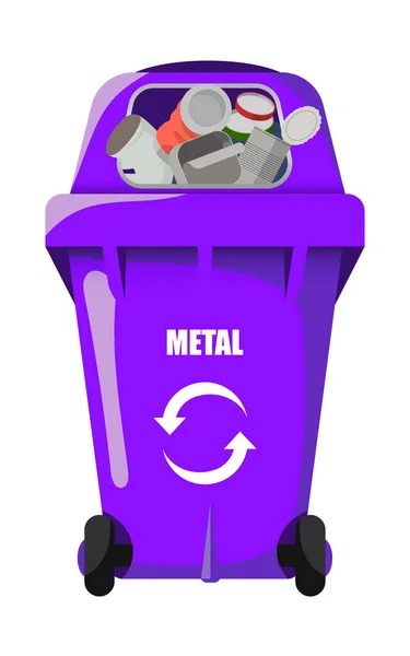 带有垃圾的金属丁香向量垃圾桶 — 图库矢量图片
