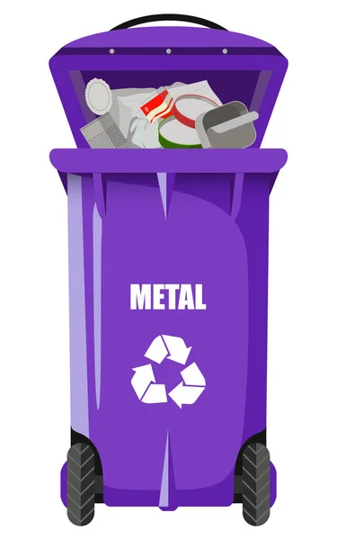 带垃圾金属的丁香向量垃圾箱 — 图库矢量图片
