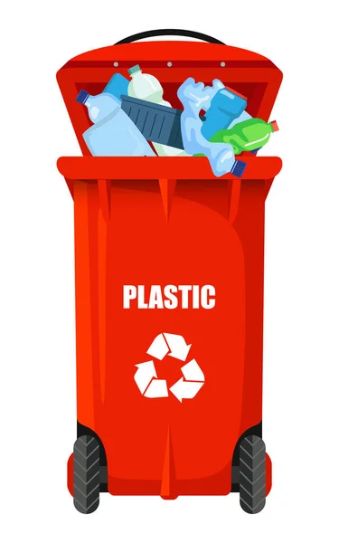 垃圾塑料用红色矢量垃圾箱 — 图库矢量图片