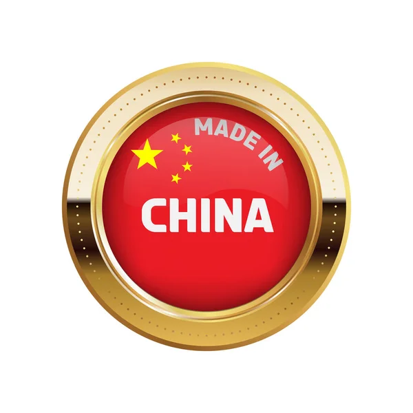 Etiqueta Engomada Simple Del Oro Del Vector Hecha China — Vector de stock