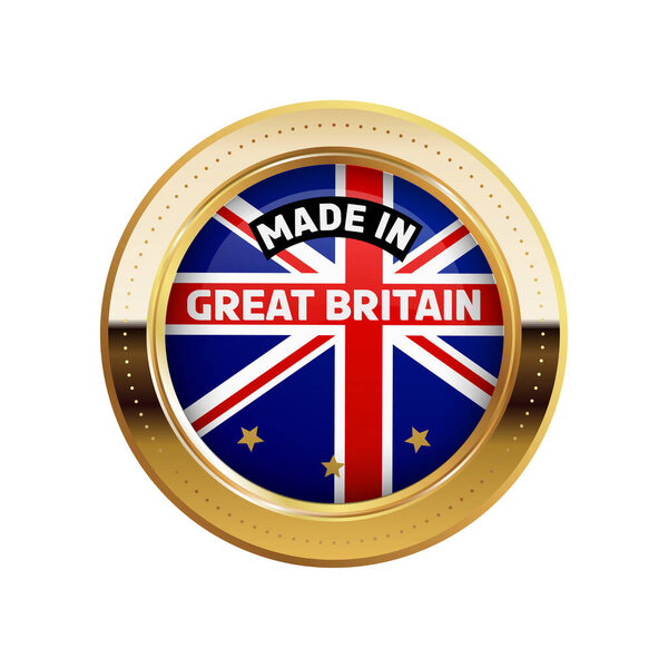 simple vector gold sticker made in Great Britain