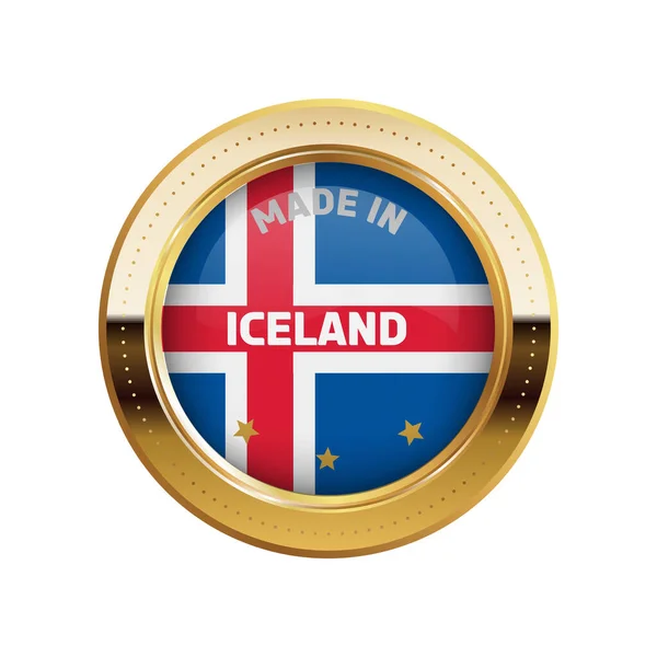 Prosty Wektor Złota Naklejka Wykonana Islandii — Wektor stockowy