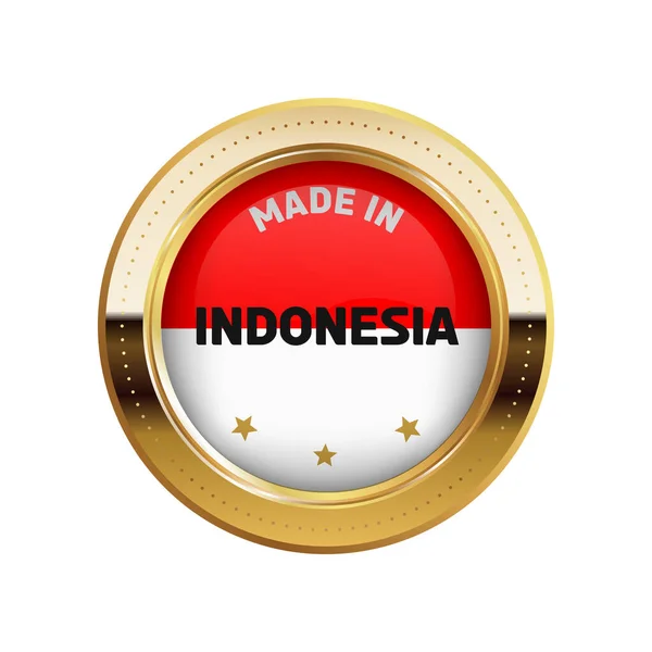 Prosty Wektor Złota Naklejka Wykonana Indonezji — Wektor stockowy