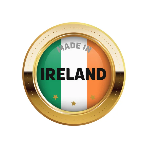 Simple Vector Gold Sticker Made Ireland — Stock Vector
