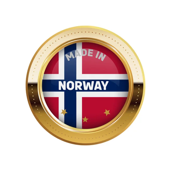 Prosty Wektor Złota Naklejka Wykonana Norwegii — Wektor stockowy