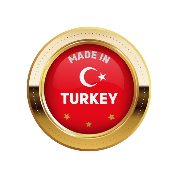 Simple Vector Gold Sticker Made Turkey — Stock Vector