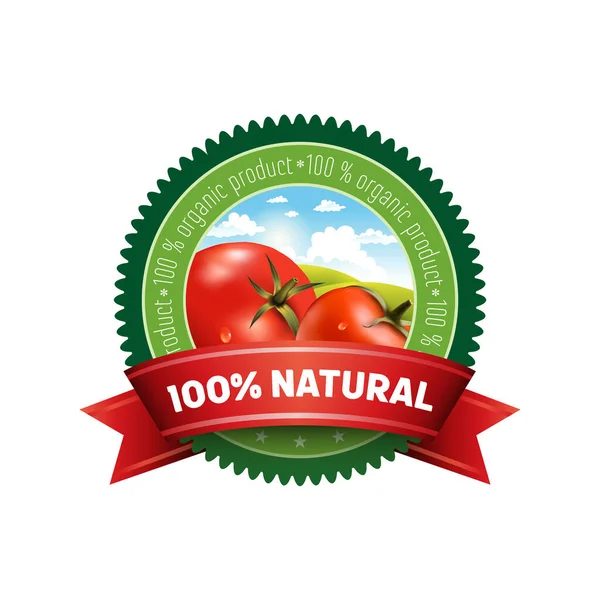 Étiquette Vectorielle Tomate Naturelle — Image vectorielle