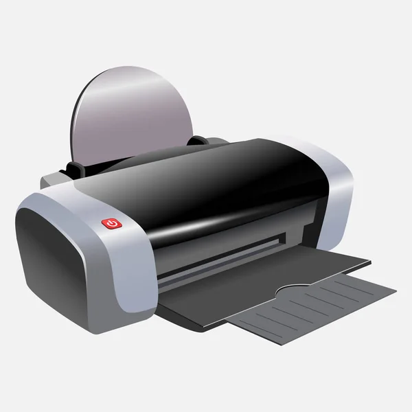 Realistische Vektor Bürodrucker Grauer Farbe Isoliert — Stockvektor
