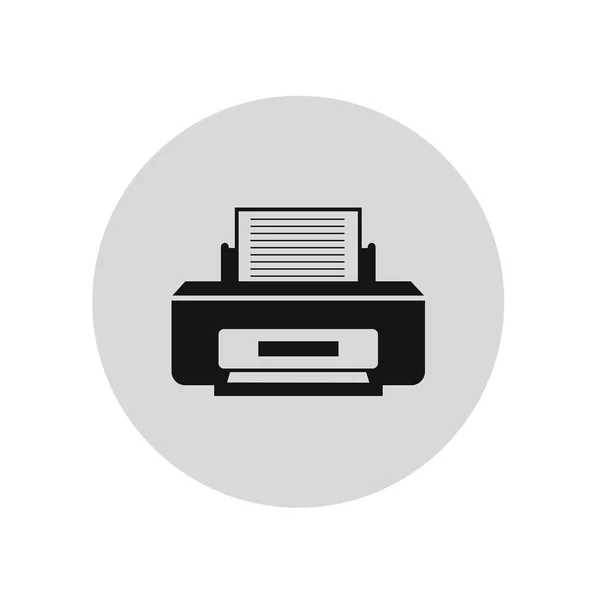 Vector Simple Icono Impresora Blanco Negro Círculo Aislado Sobre Fondo — Vector de stock