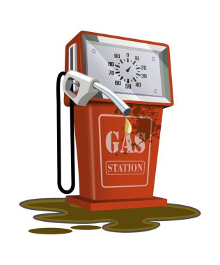 gerçekçi kırmızı retro benzin istasyonu 3D